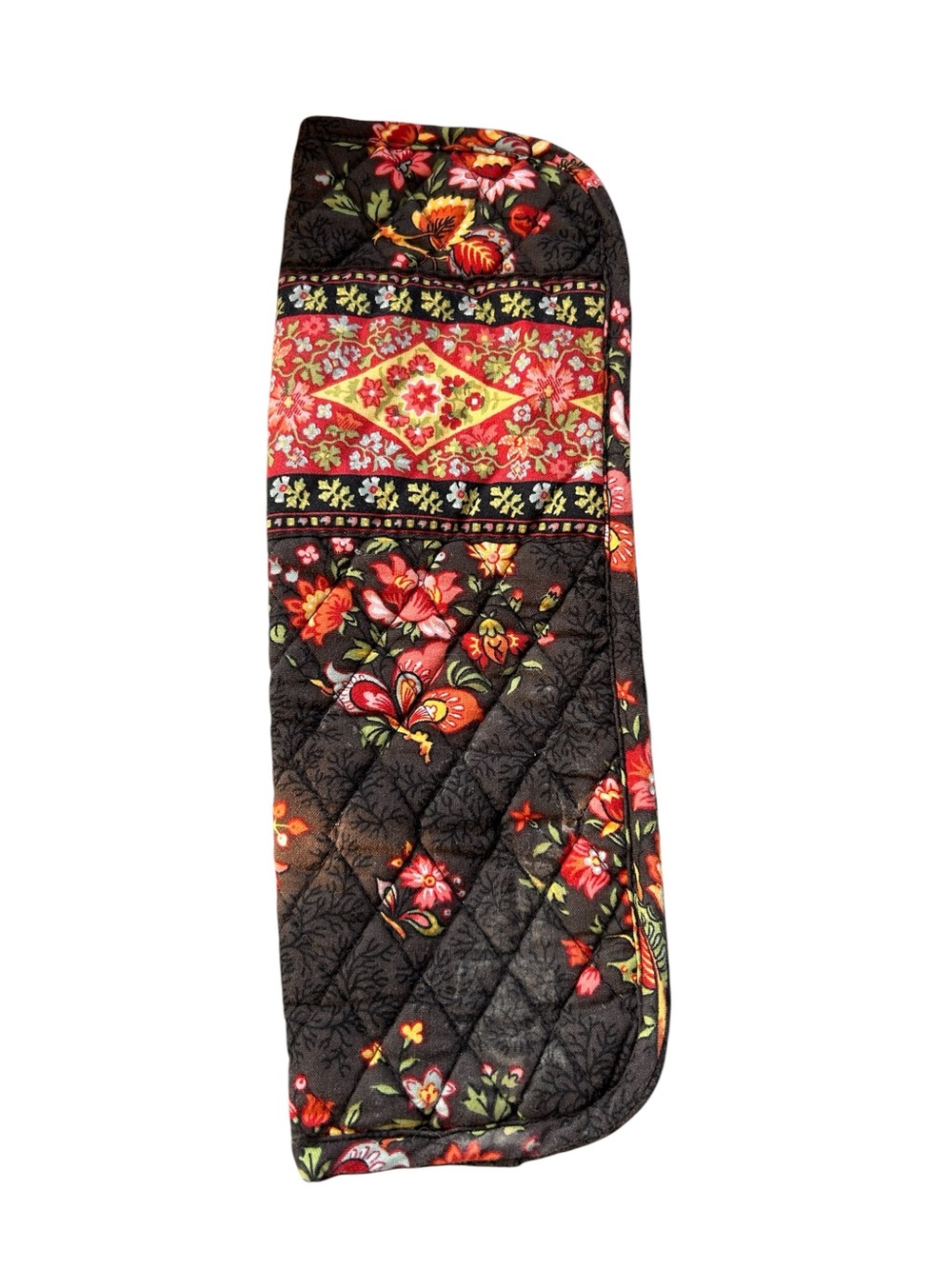 Vera Bradley Quilted Floral flat iron holder- Black with Red & Pink Flowers